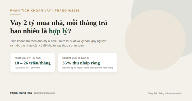 Vay 2 tỷ mua nhà mỗi tháng trả bao nhiêu là hợp lý - minh hoạ khoản vay và lãi suất