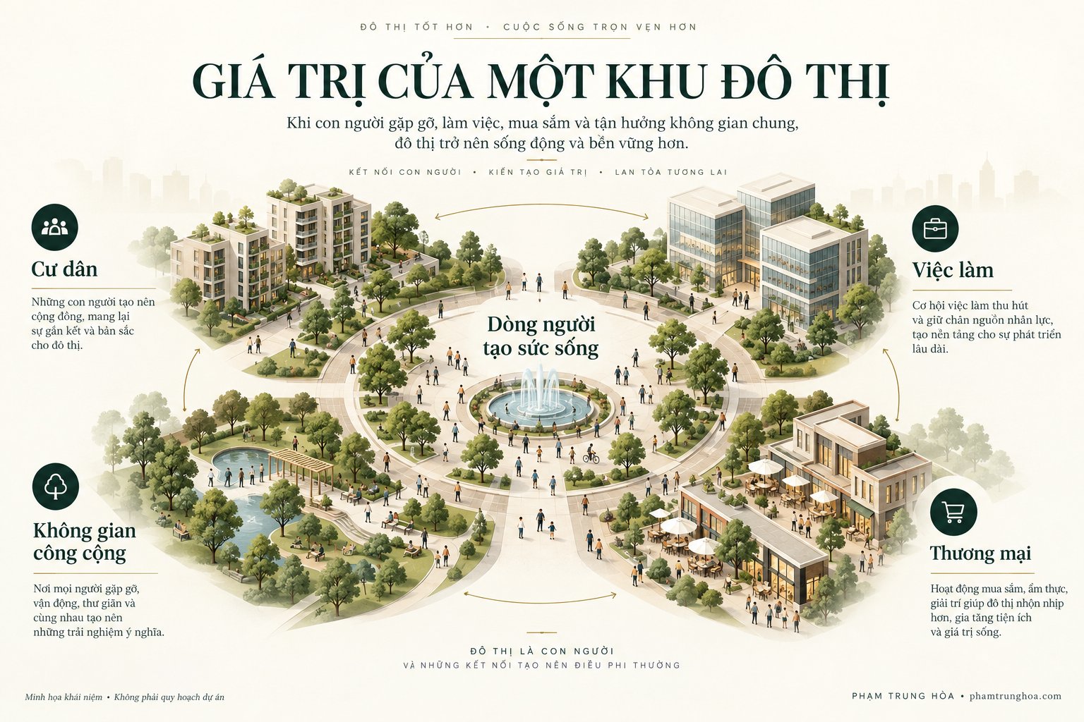 Giá trị của một khu đô thị - kết nối con người, việc làm, không gian công cộng