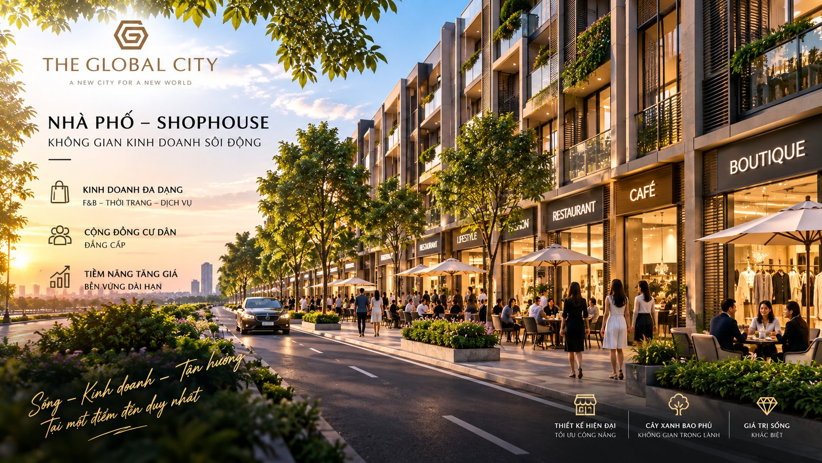 Nhà phố shophouse The Global City - không gian kinh doanh sôi động