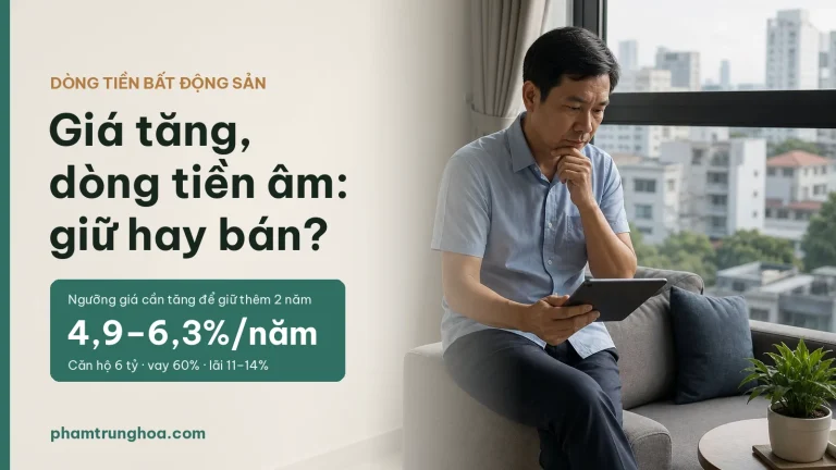 Giá bất động sản tăng nhưng dòng tiền âm: chủ căn hộ cho thuê cân nhắc giữ hay bán, ngưỡng tăng giá 4,9–6,3%/năm