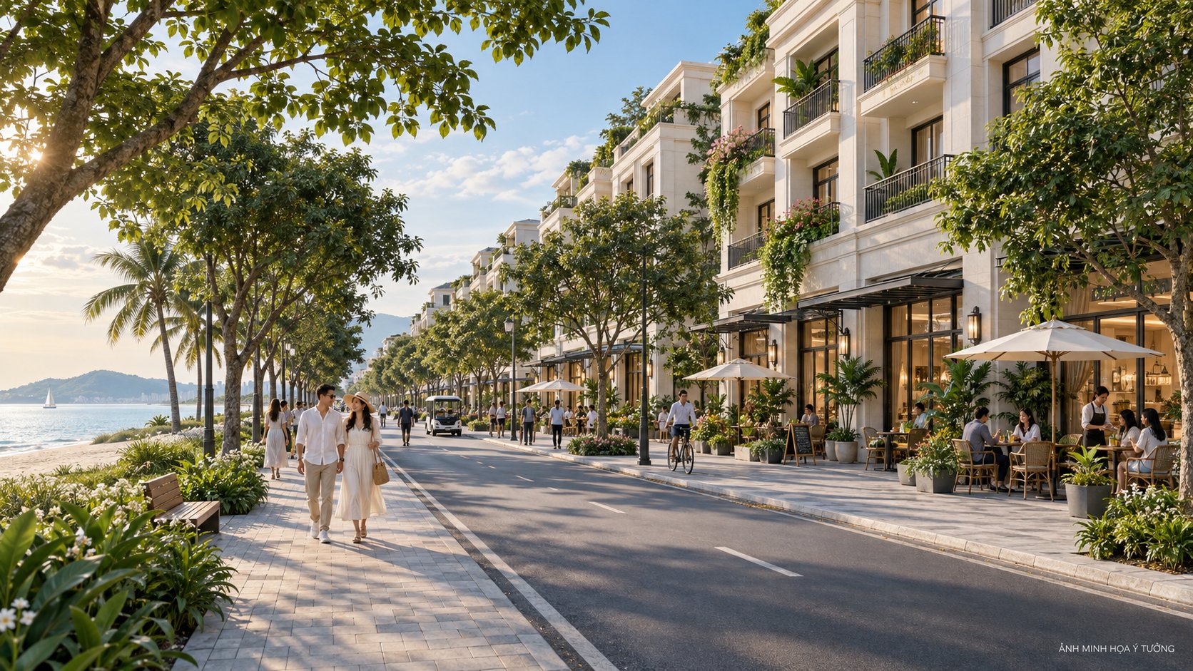 Minh họa phố thương mại cho phân tích shophouse Vinhomes Cần Giờ