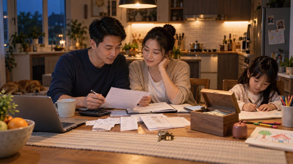 Gia đình tính toán chi tiêu và dòng tiền cho thuê bất động sản
